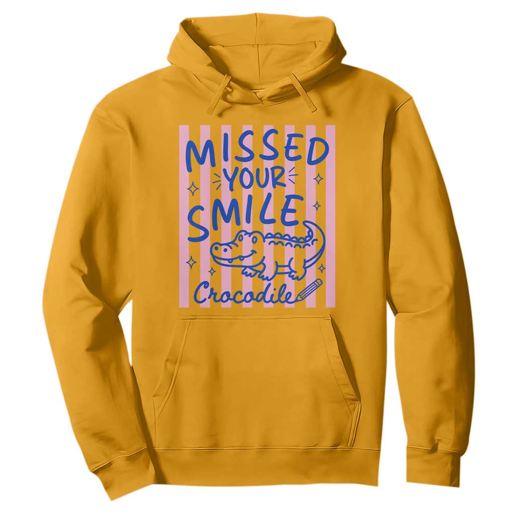 Cute Crocodile Pun Back To School Retro Preppy Hoodie Missed Your Smile Crocodile