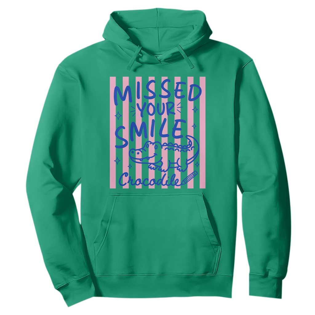 Cute Crocodile Pun Back To School Retro Preppy Hoodie Missed Your Smile Crocodile