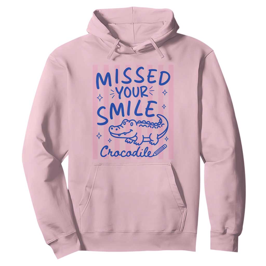 Cute Crocodile Pun Back To School Retro Preppy Hoodie Missed Your Smile Crocodile