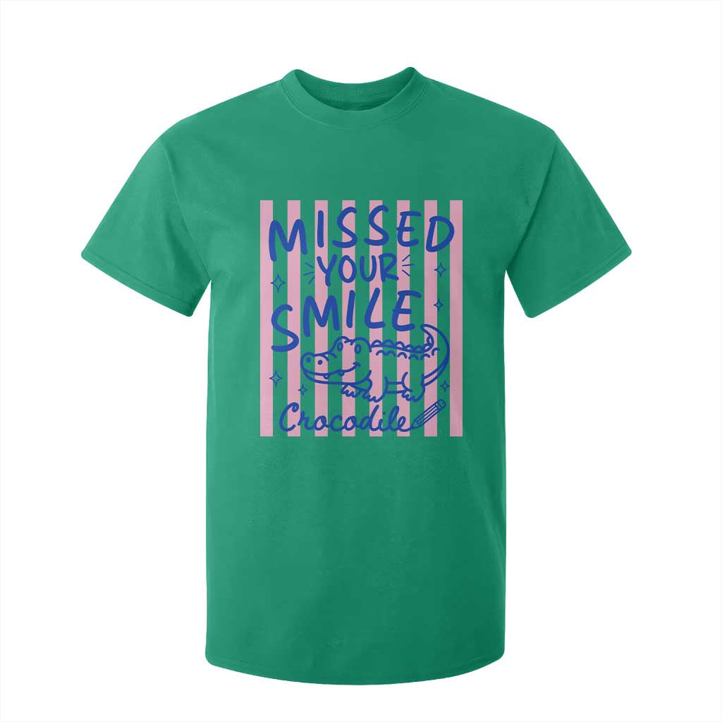 Cute Crocodile Pun Back To School Retro Preppy T Shirt For Kid Missed Your Smile Crocodile