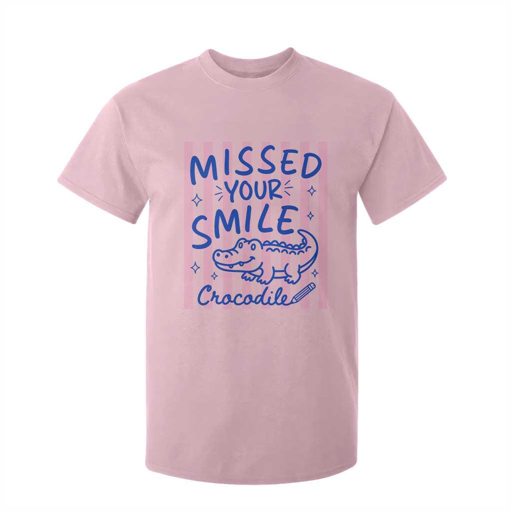 Cute Crocodile Pun Back To School Retro Preppy T Shirt For Kid Missed Your Smile Crocodile