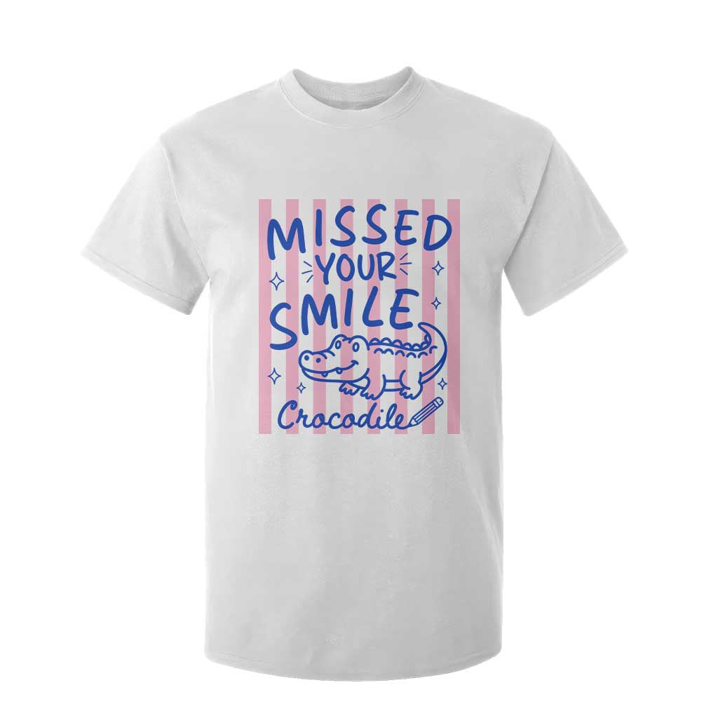 Cute Crocodile Pun Back To School Retro Preppy T Shirt For Kid Missed Your Smile Crocodile