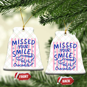 Cute Crocodile Pun Back To School Retro Preppy Ceramic Ornament Missed Your Smile Crocodile