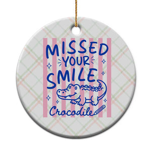 Cute Crocodile Pun Back To School Retro Preppy Ceramic Ornament Missed Your Smile Crocodile