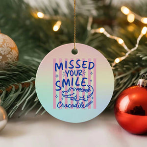 Cute Crocodile Pun Back To School Retro Preppy Ceramic Ornament Missed Your Smile Crocodile