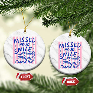 Cute Crocodile Pun Back To School Retro Preppy Ceramic Ornament Missed Your Smile Crocodile