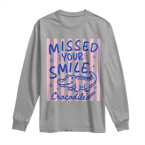 Cute Crocodile Pun Back To School Retro Preppy Long Sleeve Shirt Missed Your Smile Crocodile