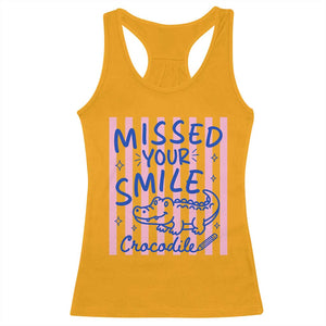 Cute Crocodile Pun Back To School Retro Preppy Racerback Tank Top Missed Your Smile Crocodile