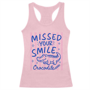 Cute Crocodile Pun Back To School Retro Preppy Racerback Tank Top Missed Your Smile Crocodile
