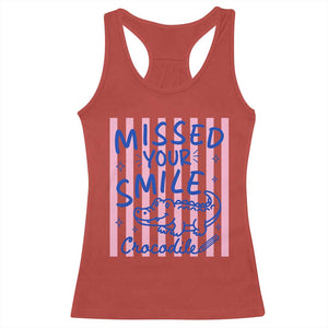 Cute Crocodile Pun Back To School Retro Preppy Racerback Tank Top Missed Your Smile Crocodile