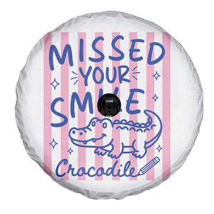 Cute Crocodile Pun Back To School Retro Preppy Spare Tire Cover Missed Your Smile Crocodile