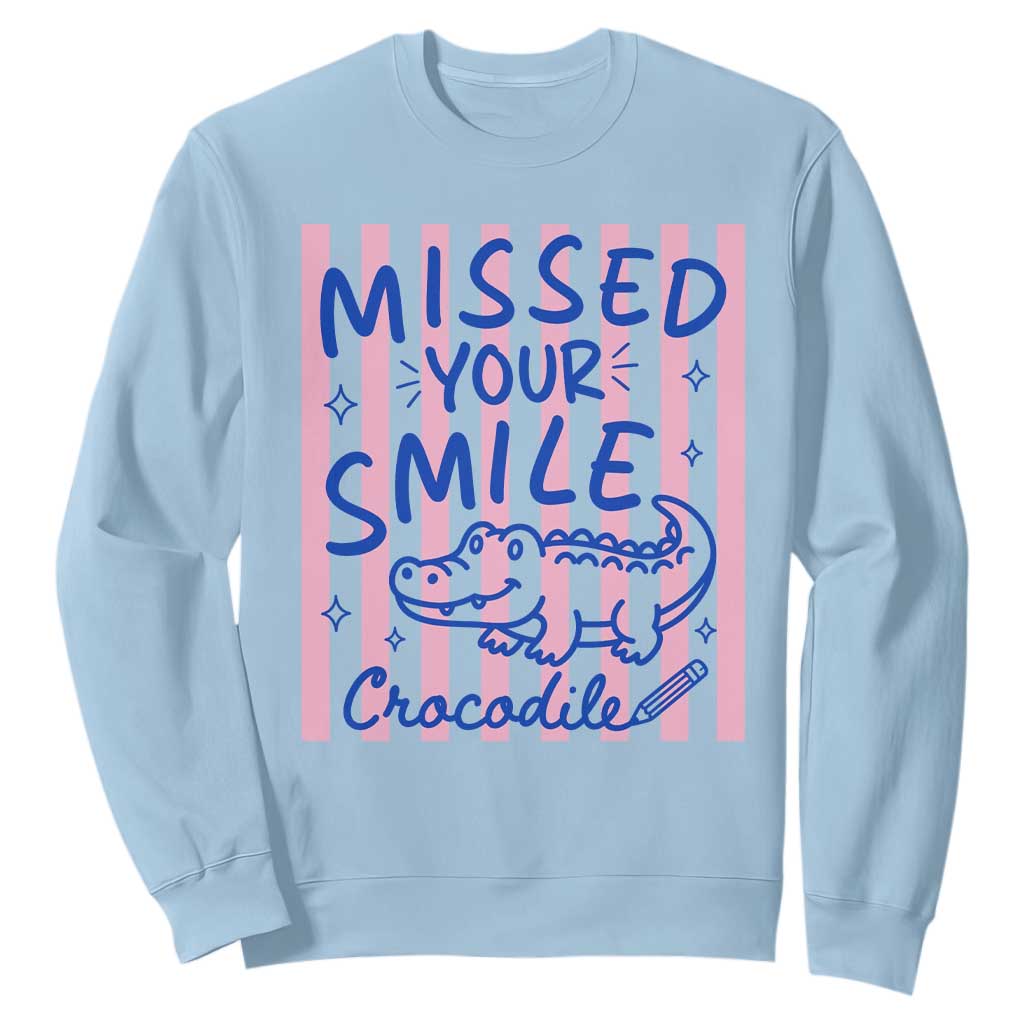 Cute Crocodile Pun Back To School Retro Preppy Sweatshirt Missed Your Smile Crocodile