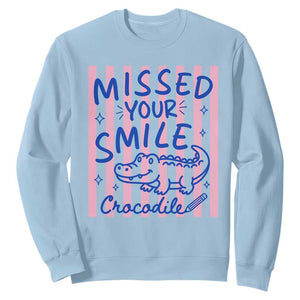 Cute Crocodile Pun Back To School Retro Preppy Sweatshirt Missed Your Smile Crocodile
