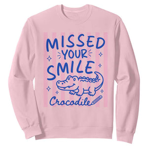Cute Crocodile Pun Back To School Retro Preppy Sweatshirt Missed Your Smile Crocodile