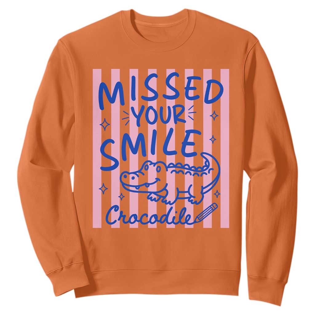 Cute Crocodile Pun Back To School Retro Preppy Sweatshirt Missed Your Smile Crocodile