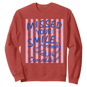 Cute Crocodile Pun Back To School Retro Preppy Sweatshirt Missed Your Smile Crocodile