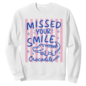 Cute Crocodile Pun Back To School Retro Preppy Sweatshirt Missed Your Smile Crocodile