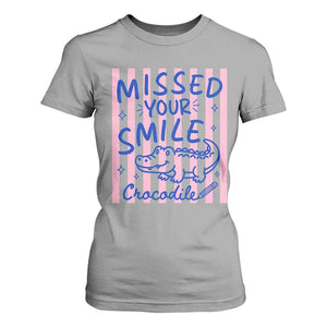 Cute Crocodile Pun Back To School Retro Preppy T Shirt For Women Missed Your Smile Crocodile