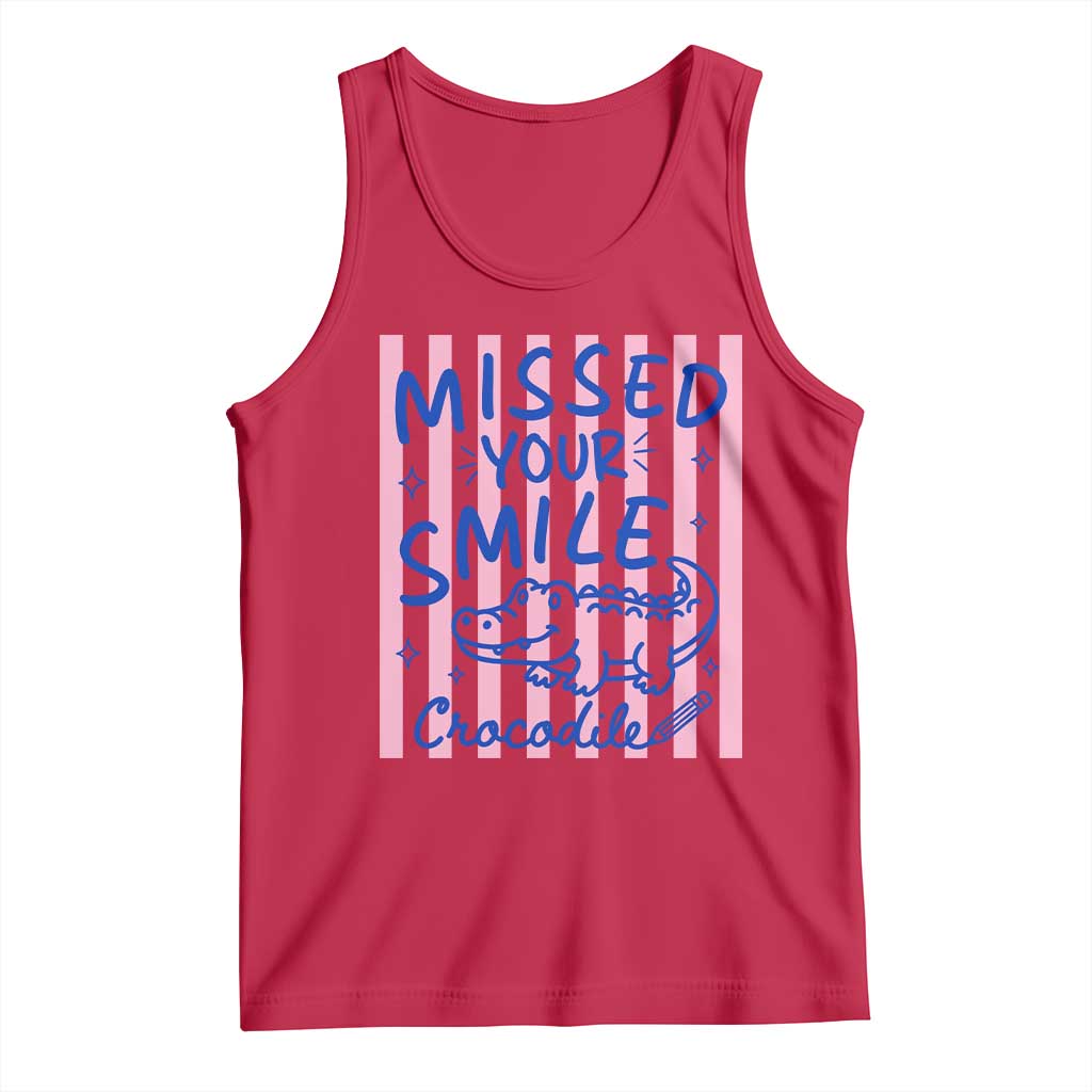 Cute Crocodile Pun Back To School Retro Preppy Tank Top Missed Your Smile Crocodile