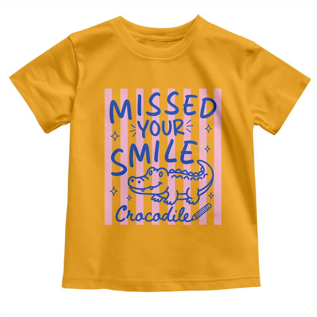 Cute Crocodile Pun Back To School Retro Preppy Toddler T Shirt Missed Your Smile Crocodile