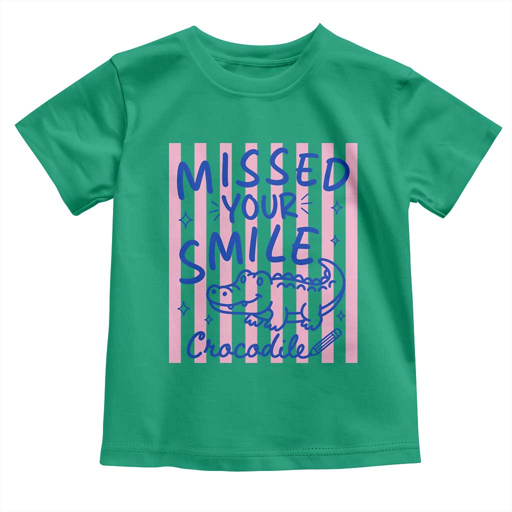 Cute Crocodile Pun Back To School Retro Preppy Toddler T Shirt Missed Your Smile Crocodile