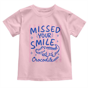 Cute Crocodile Pun Back To School Retro Preppy Toddler T Shirt Missed Your Smile Crocodile
