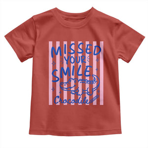 Cute Crocodile Pun Back To School Retro Preppy Toddler T Shirt Missed Your Smile Crocodile