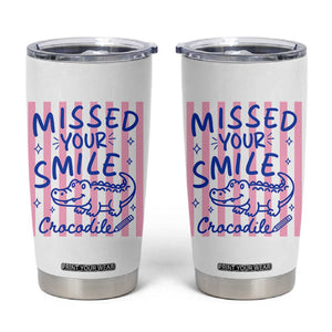 Cute Crocodile Pun Back To School Retro Preppy Tumbler Cup Missed Your Smile Crocodile