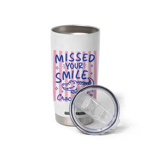 Cute Crocodile Pun Back To School Retro Preppy Tumbler Cup Missed Your Smile Crocodile