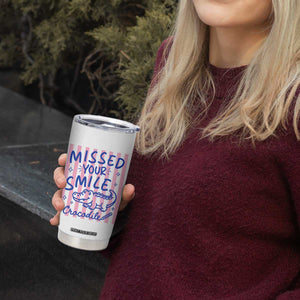 Cute Crocodile Pun Back To School Retro Preppy Tumbler Cup Missed Your Smile Crocodile