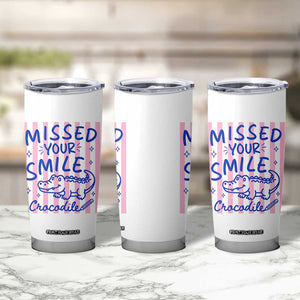 Cute Crocodile Pun Back To School Retro Preppy Tumbler Cup Missed Your Smile Crocodile