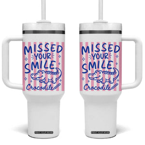 Cute Crocodile Pun Back To School Retro Preppy Tumbler With Handle Missed Your Smile Crocodile