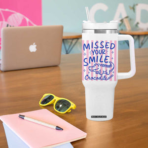 Cute Crocodile Pun Back To School Retro Preppy Tumbler With Handle Missed Your Smile Crocodile