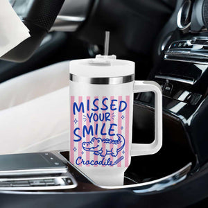 Cute Crocodile Pun Back To School Retro Preppy Tumbler With Handle Missed Your Smile Crocodile