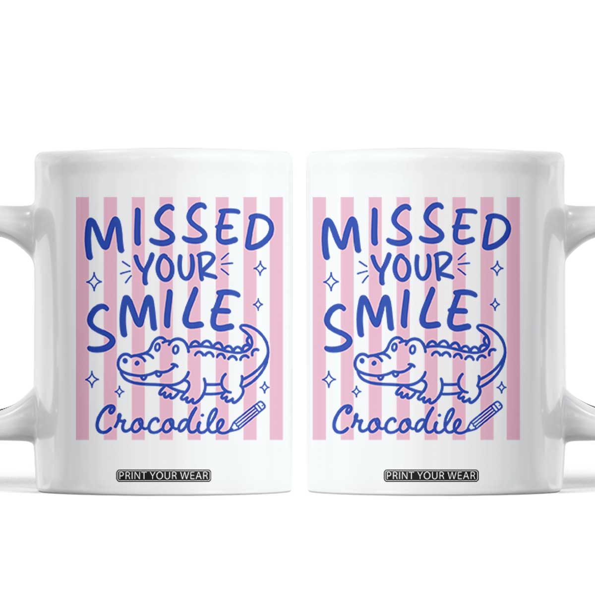 Cute Crocodile Pun Back To School Retro Preppy Coffee Mug Missed Your Smile Crocodile