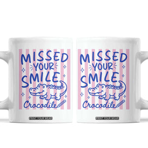 Cute Crocodile Pun Back To School Retro Preppy Coffee Mug Missed Your Smile Crocodile