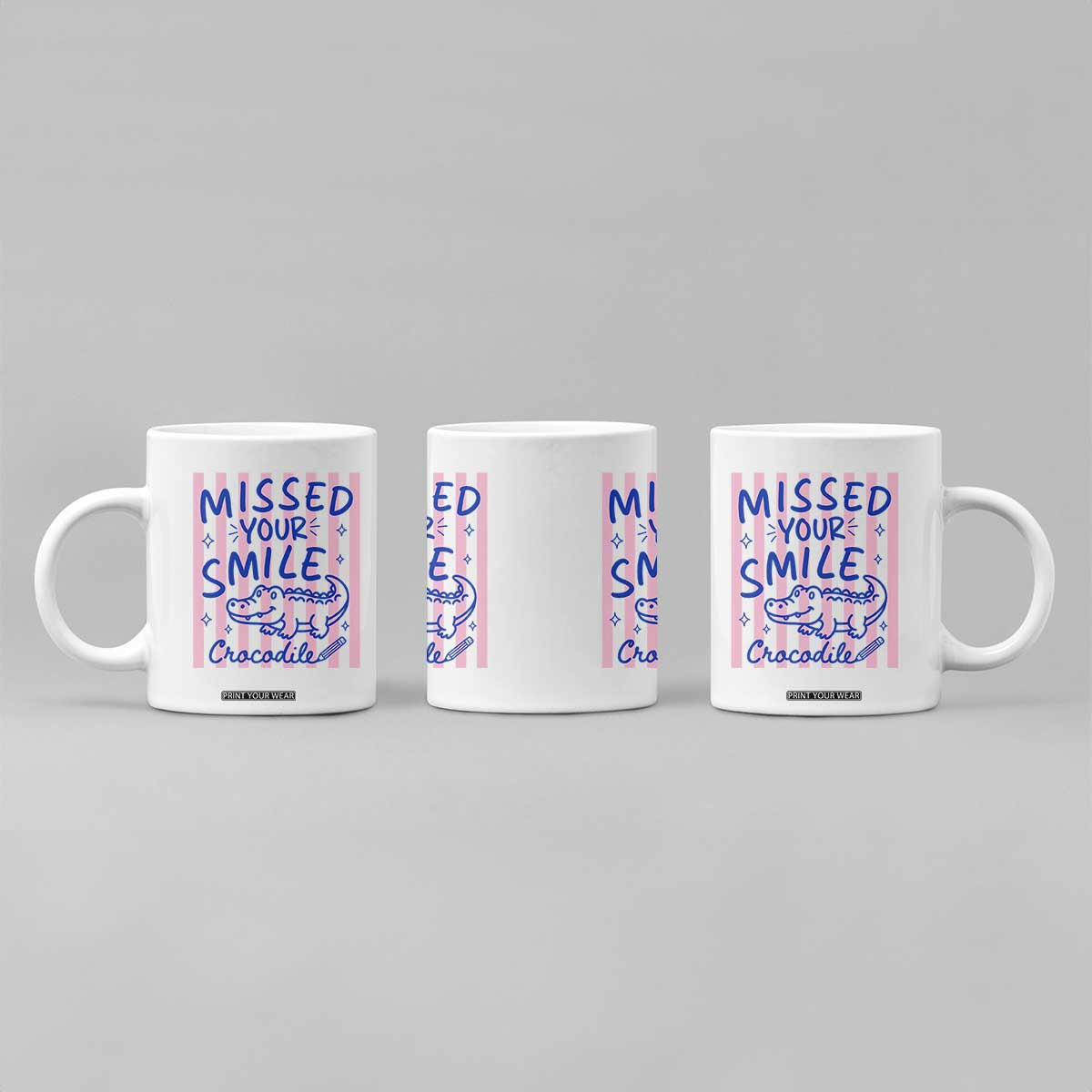 Cute Crocodile Pun Back To School Retro Preppy Coffee Mug Missed Your Smile Crocodile