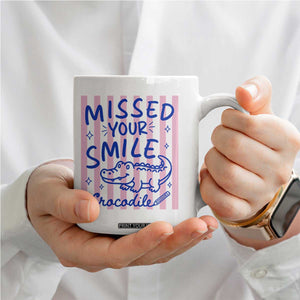 Cute Crocodile Pun Back To School Retro Preppy Coffee Mug Missed Your Smile Crocodile