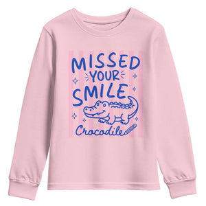 Cute Crocodile Pun Back To School Retro Preppy Youth Sweatshirt Missed Your Smile Crocodile