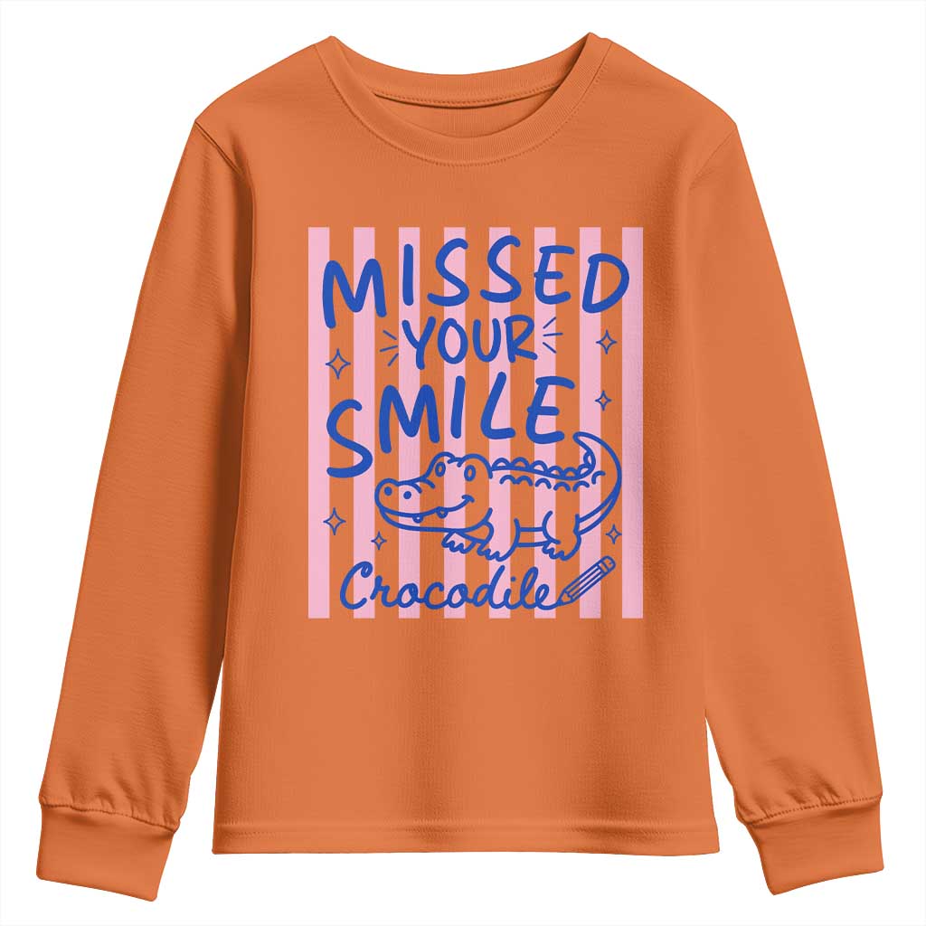 Cute Crocodile Pun Back To School Retro Preppy Youth Sweatshirt Missed Your Smile Crocodile