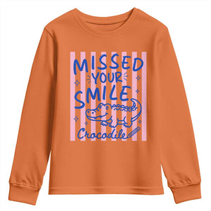 Cute Crocodile Pun Back To School Retro Preppy Youth Sweatshirt Missed Your Smile Crocodile