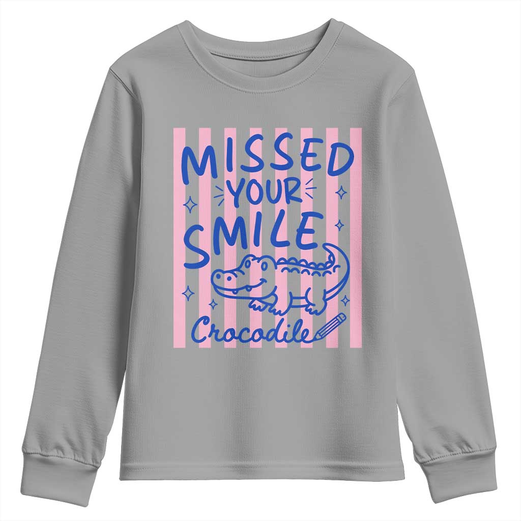 Cute Crocodile Pun Back To School Retro Preppy Youth Sweatshirt Missed Your Smile Crocodile