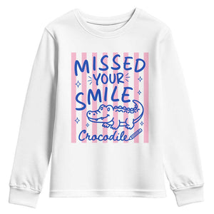Cute Crocodile Pun Back To School Retro Preppy Youth Sweatshirt Missed Your Smile Crocodile