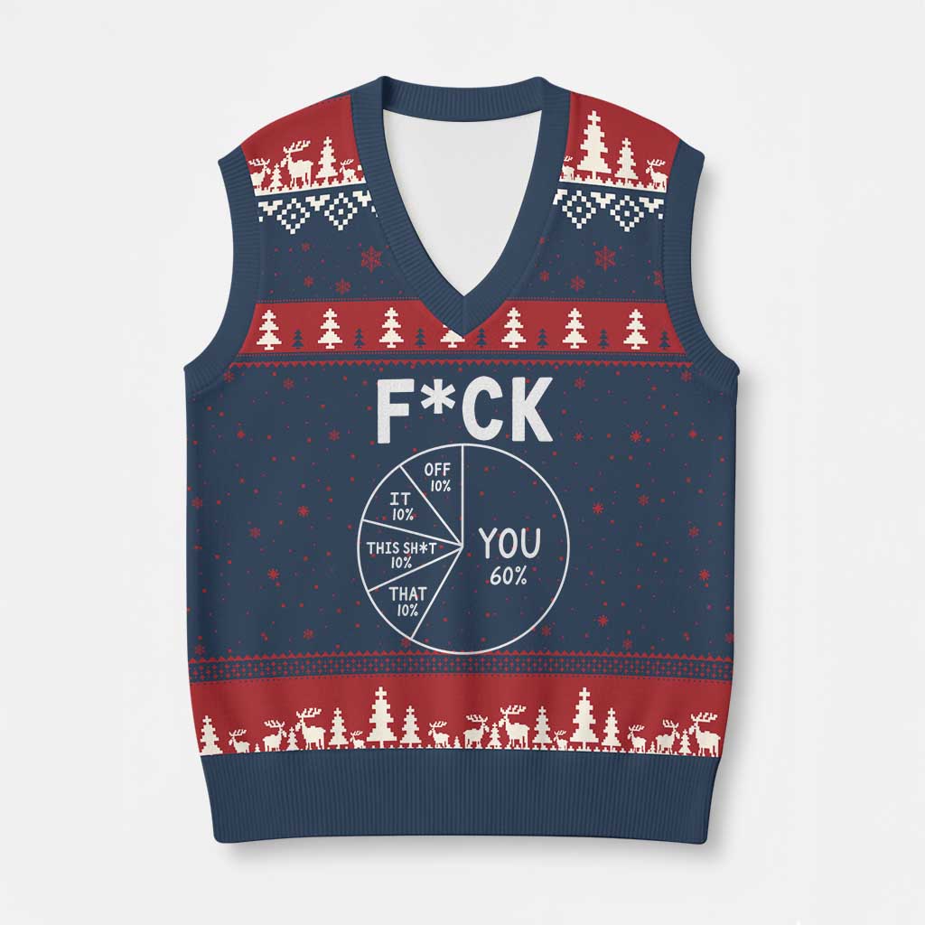 Funny Fuck Profanity Pie Chart You Off It This Shit That V-Neck Knit Sweater Vest Sarcastic Anti Social Office Humor TS02 Navy Red Print Your Wear