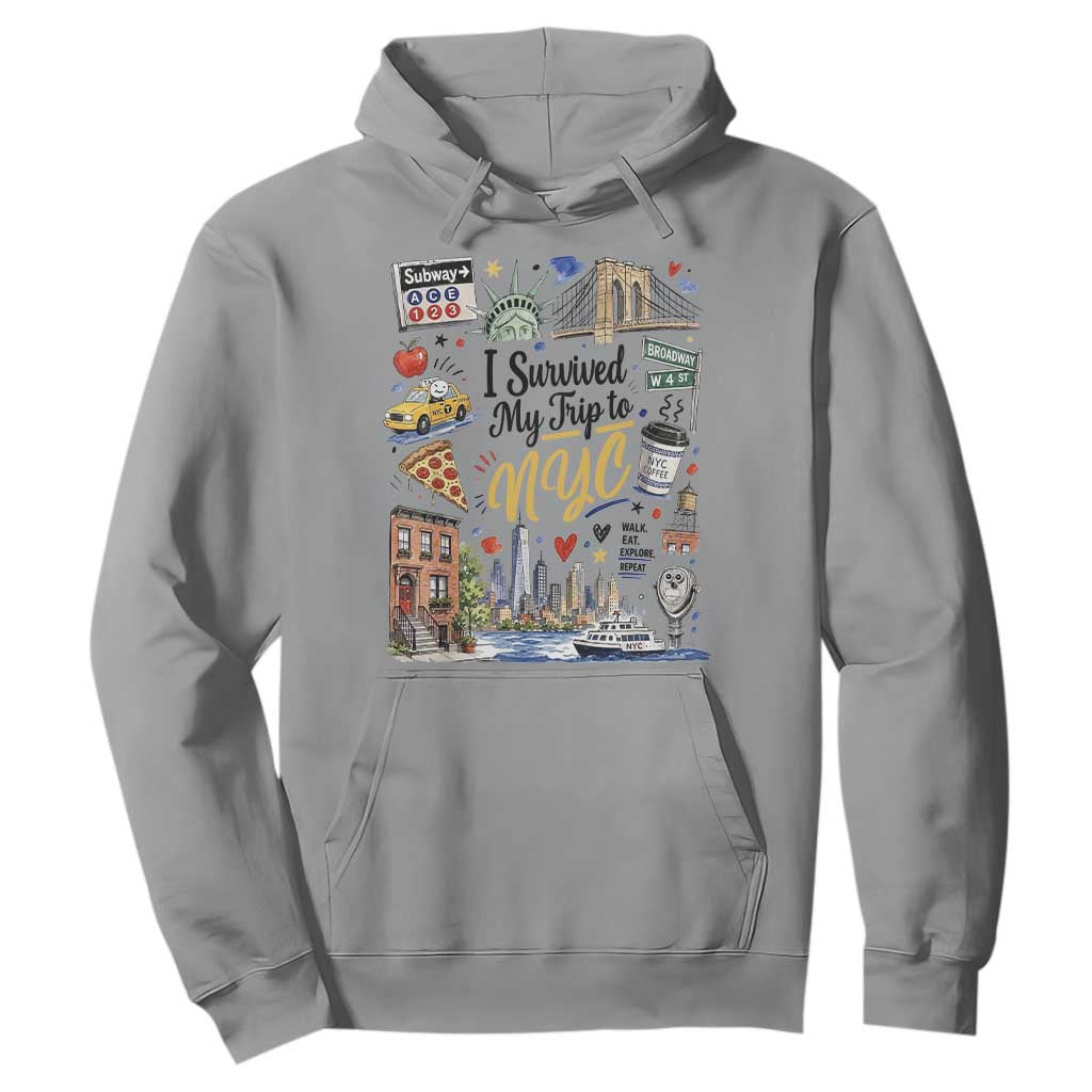I Survived My Trip To NYC Iconic Symbols Graphic Hoodie Funny New York City Travel Humor Vacation Souvernir
