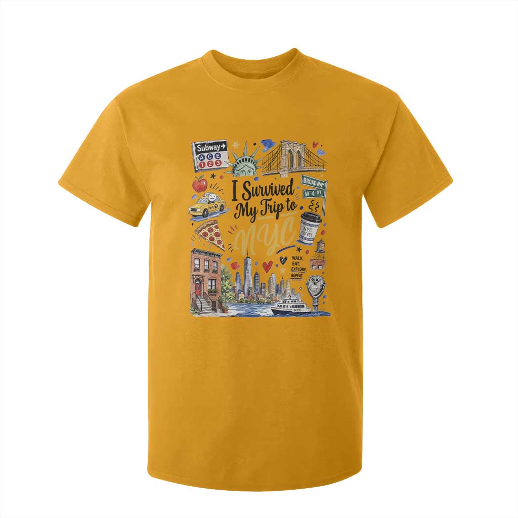 I Survived My Trip To NYC Iconic Symbols Graphic T Shirt For Kid Funny New York City Travel Humor Vacation Souvernir