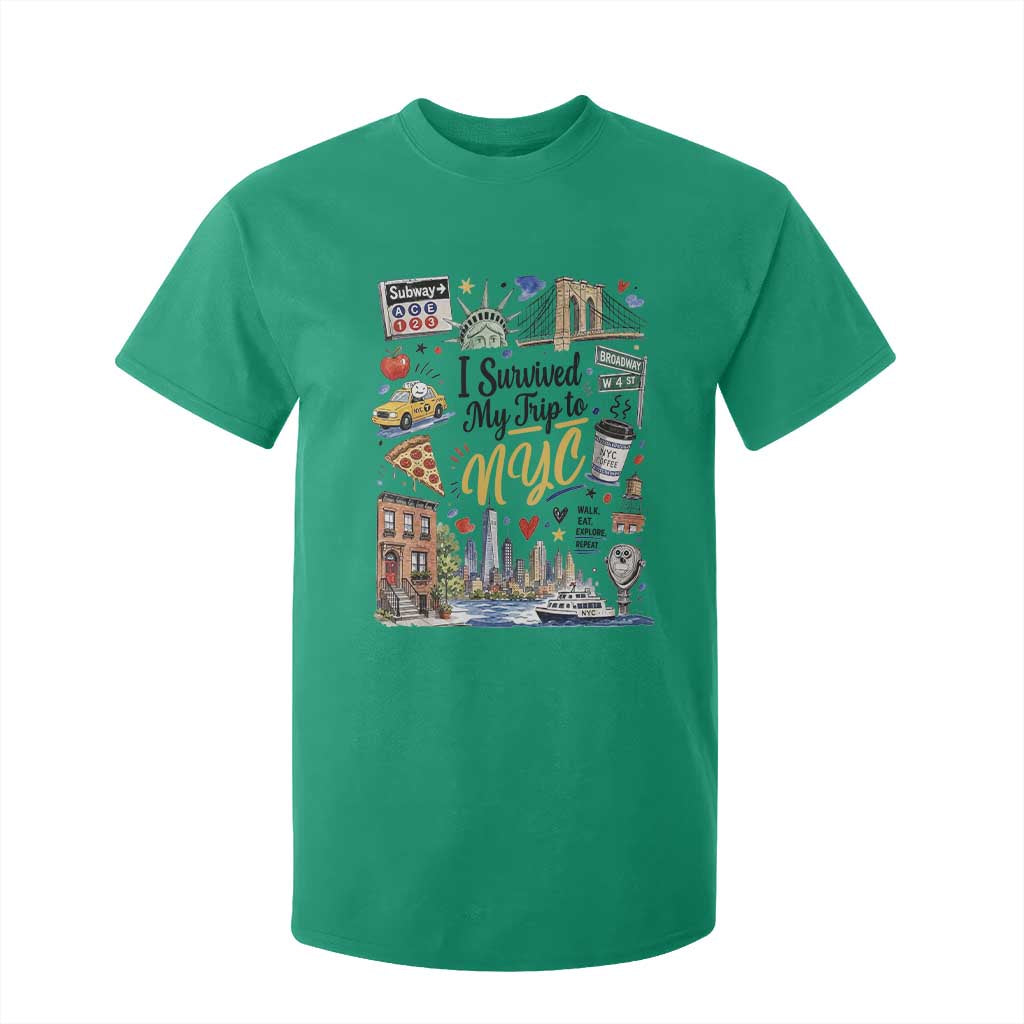 I Survived My Trip To NYC Iconic Symbols Graphic T Shirt For Kid Funny New York City Travel Humor Vacation Souvernir