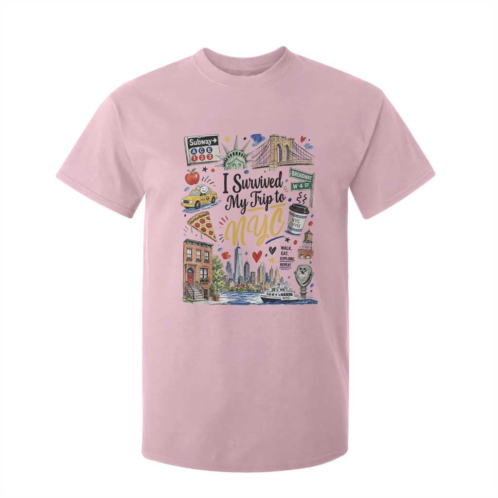 I Survived My Trip To NYC Iconic Symbols Graphic T Shirt For Kid Funny New York City Travel Humor Vacation Souvernir