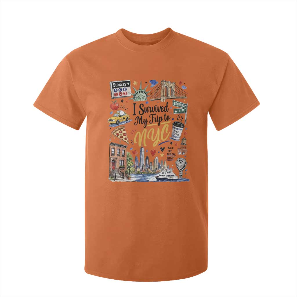 I Survived My Trip To NYC Iconic Symbols Graphic T Shirt For Kid Funny New York City Travel Humor Vacation Souvernir