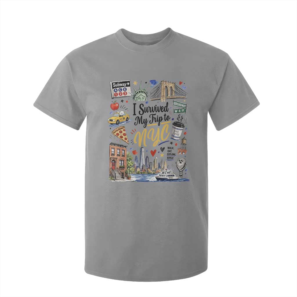 I Survived My Trip To NYC Iconic Symbols Graphic T Shirt For Kid Funny New York City Travel Humor Vacation Souvernir
